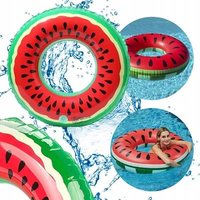 Immagine prodotto di Anello gonfiabile a cocomero, anello da spiaggia per il nuoto in acqua per piscina per bambini, 75 cm