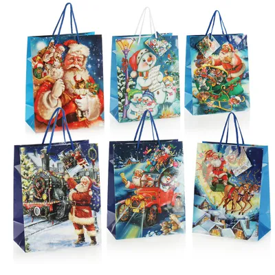 Produktbild von com-four® 6x Geschenktüte für Weihnachten, Nikolaus und Advent - Geschenkverpackung 23cm / M - Geschenktasche mit Weihnachtsmotiven - Geschenkbeutel aus Papier