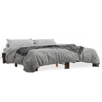 Obrázek produktu pro vidaXL Rám postele z kouřového dubu 200x200 cm materiál na bázi dřeva a kovu