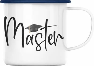 Produktbild von Trendation - Master Abschluss Geschenk Emaille Tasse Bestanden Studium Prüfung Graduation (Blau)