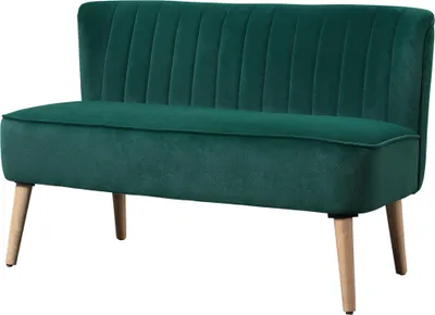 Produktbild von 2-Sitzer Stoffsofa Polstersofa Doppelsofa Sitzmöbel Loungesofa Holz Samtartiges Polyster Schaumstoff Dunkelgrün 117 x 56,5 x 77 cm