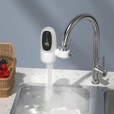 Produktbild von Küchenarmaturen, elektrische Warmwasserbereiter, 3 Sekunden Aufheizen, Durchlauferhitzer, 3400W, Smart Heater, mit Temperaturanzeige, für Küche, Bad