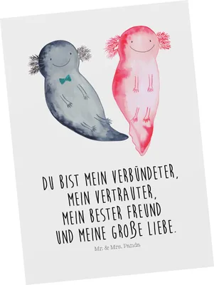 Produktbild von Mr. & Mrs. Panda Postkarte Axolotl Freundin - Weiß - Geschenk, Liebe, Paar, Grußkarte, Valentinstag, Ansichtskarten, Ansichtskarte, einzelkarte, Postkarten