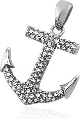 Produktbild von Anhänger Anker Anchor Halskette Zirkonia Kristalle Lederkette Kugelkette Damen Herren silber-nur-anhänger
