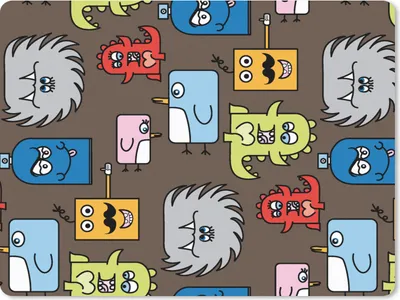 Produktbild von MuchoWow® Mauspad Mousepad Muster - Monster - Tiere - Kinder - Kinder 23x19 cm - Mousepads - Maus Mat - Pad - Mausunterlage - Schreibtischunterlage - Mauspad