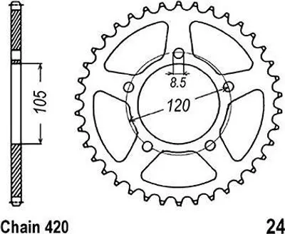Produktbild von Kettenrad 51 Z Teilung 420 APRILIA RX 50 50 2 50 3 Rear sprocket