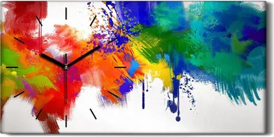 Produktbild von Wandbild Leinwand Bilder mit Uhr Geräuschlos 60x30 Malerei Abstrakte Kunst Bunt - schwarze Hände