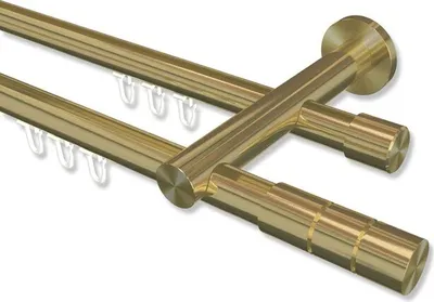 Produktbild von Interdeco Innenlaufstange, Gardinenstange mit Innenlauf Messing-Optik Modell Platon Elanto, 20 mm Ø 2-läufig, 440 cm (geteilt)