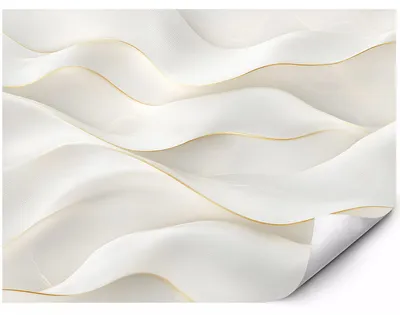 Produktbild von Selbstklebende Fototapete Abstrakte 3D-Wellen mit goldenen Linien für moderne Interieurs 200x140 cm, KI-generiertes Bild
