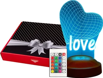 Produktbild von Herz Liebe Gravur mehrfarbige 3D Nachtlicht Valentinstagsgeschenk