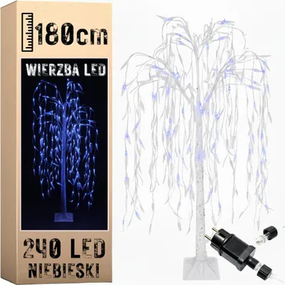 Zdjęcie produktu dla Wierzba świecąca 240 led drzewko świąteczna dekoracja 180 cm dekoracja niebieska