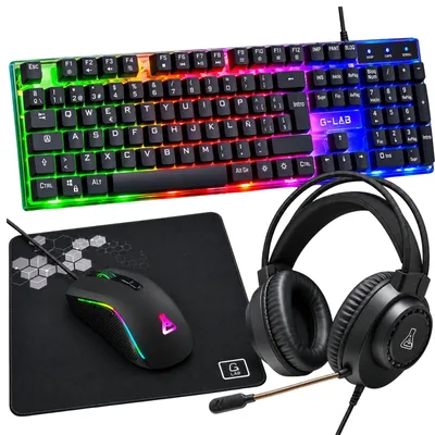 Productafbeelding van Gaming-toetsenbord en Muis Set met Hoofdtelefoon en Muismat, 4-in-1