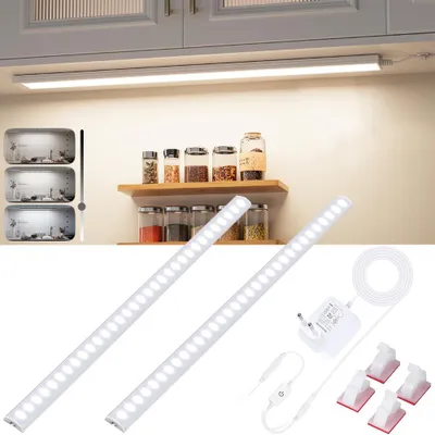 Obrázek produktu pro 30cm světlo pod skříňkou Kuchyňská LED sada 2, Ultra-Thin Cabinet Lighting LED Strip s paměťovou funkcí, Skříňové světlo pro police Pracovní stůl, Neutrální bílá