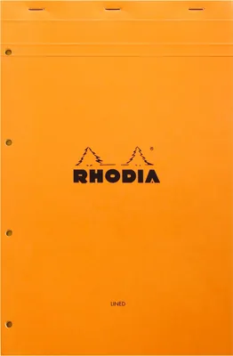 Produktbild von Rhodia 5x Block geheftet A4+ 80 Blätter gelb liniert 80g - Orange 119660C