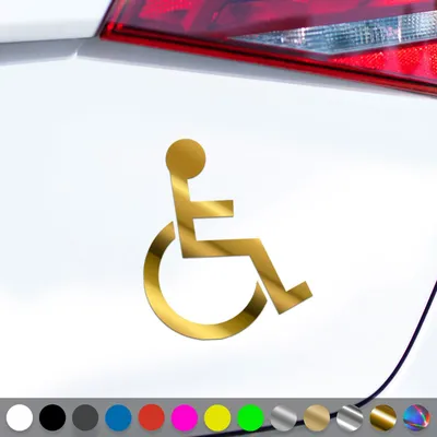Produktbild von PantherPixel Behindert Aufkleber Handicap Rollstuhlfahrer Sticker Auto Geschenkidee Farbe Chrom-Gold