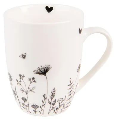 Image de Clayre & Eef Tasse 300 ml Beige Noir Porcelaine Fleurs