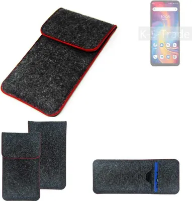 Produktbild von K-S-Trade Handy Schutz Hülle kompatibel mit UMIDIGI A13 Pro Schutzhülle Handyhülle Filztasche Pouch Tasche Case Sleeve Filzhülle dunkelgrau roter