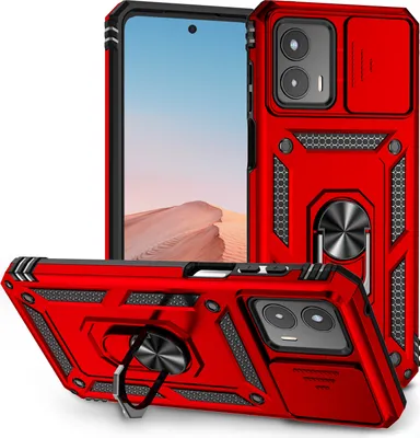 Produktbild von Moto G 5G 2023 Hülle mit Schiebe Kamera Schutz und Ringhalter Ständer Schutzhülle für Motorola Moto G 5G 2023 Rot