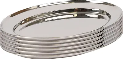 Produktbild von Argon Ta Ovale Servierplatten aus Edelstahl – 30 cm x 20,5 cm – 6 Stück