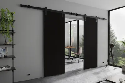 Produktbild von Posuvné dvere Ares Duo - Posuvné dvere 150 cm, systém posuvných dverí, obývacia izba, spálňa, kancelária - Dizajnové dvere (čierne)