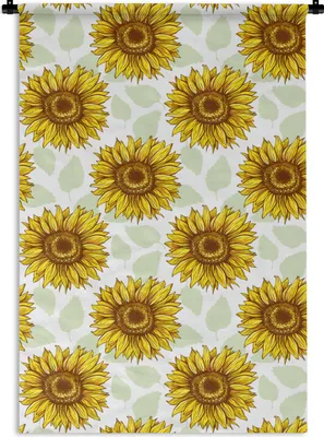 Produktbild von MuchoWow® Wandteppich Wandbehang Sonnenblume - Muster - Blumen 120x180 cm Tapisserie Dekoration Wandtuch - Schlafzimmer - Dekorationen für das Haus