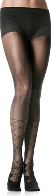 Produktbild von Schwarze Strumpfhose mit Schnürstiefel-Optik