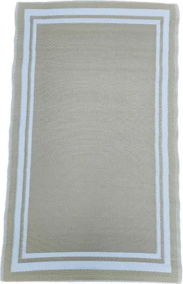 Produktbild von Beige-weißer Outdoor-Teppich für Balkon und Terrasse, 150 x 90 cm