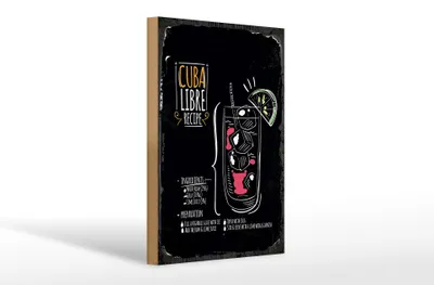 Produktbild von Holzschild Rezept Cuba Libre Cocktail Recipe 20x30cm