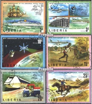Produktbild von Briefmarken Liberia 1974 Mi 907A-912A (kompl.Ausg.) gestempelt 100 Jahre Weltpostverein