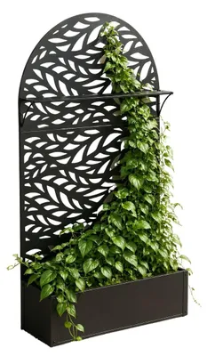 Produktbild von Mica Decorations Sapri Pflanzenstütze - Pflanzkasten mit Klettergitter für Kletterpflanzen - Pflanzenständer Freistehend oder an der Wand - 90 x 33 x 180 cm - Schwarz