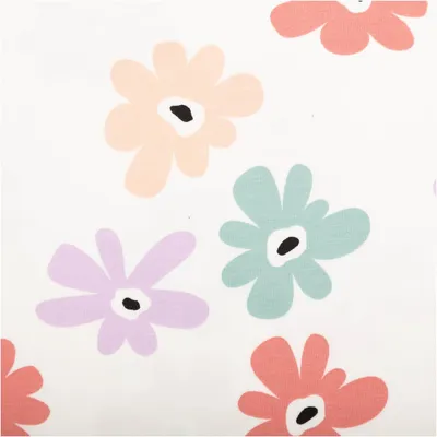 Produktbild von Jersey Stoff Meterware Baumwolljersey Blüten wollweiß bunt 150cm