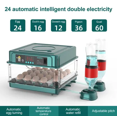 Immagine prodotto di Incubatrici automatiche Brutautomat 24 uova - Incubatrici digitali per uova - Funzione di rotazione automatica - Riempimento automatico dell'acqua - Controllo della temperatura - Funzionamento duale 220V/12V - Adatte per galline, anatre e quaglie