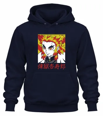 Produktbild von Rengoku Kyojuro Kimetsu no Yaiba Anime Flammenhaar Hoodie Kapuzenpullover, Navy, M