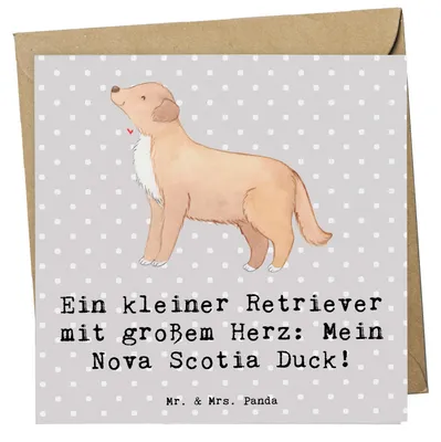 Produktbild von Mr. & Mrs. Panda Grußkarte Nova Scotia Duck Herz - Grau Pastell - Geschenk, Glückwunschkarte, Hundeliebhaber, Hunderassen, des Hundes, treuer Begleiter, faltkarte