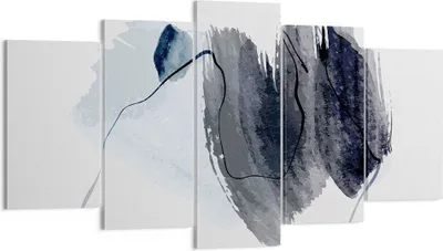 Produktbild von Bild auf Leinwand - Leinwandbild - 5 Teile - Blau Grau Aquarell - 160x85cm - Wand Bild - Wanddeko - Wandbilder - Leinwanddruck - Bilder - Wanddekoration - Leinwand bilder - Wandbild - EA160x85-4975
