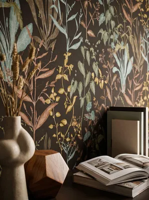 Newroom Vliestapete Novira Schwarz Blumen, Wohnbeispiel