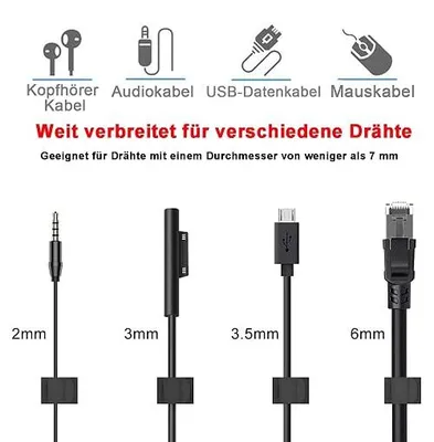 Produktbild von PolkaHome® Kabelclips mit Aufbewahrungsbox, 50 Stück selbstklebende Kabelhalter Clips, Kabelorganizer für Kabelmanagement, Zuhause,
