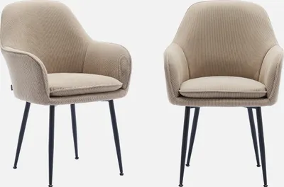 Immagine prodotto di Set 2 poltrone in velluto a coste con gambe in metallo, Beige