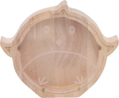 Immagine prodotto di TechKidz, salvadanaio a testa di uccello in legno con pannello frontale in plexiglas, giallo-grigio