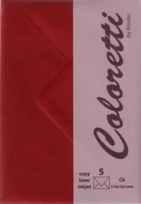 Produktbild von RÖSSLER Briefumschläge Coloretti rosso DIN C6 5 Stück