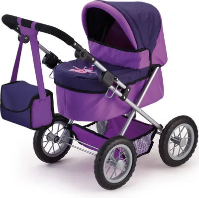 Produktbild von Bayer Design 13012AA Puppenwagen Trendy mit Tasche, verstellbarer Griff, große Räder, lila