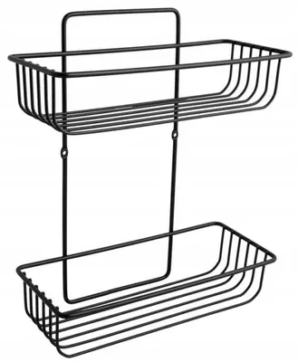 Zdjęcie produktu dla Półka druciana pod prysznic dwupoziomowa czarna loft 33,5x28 cm