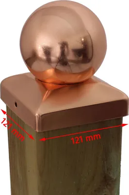 Produktbild von Pfostenkappe Kupfer 121 mm Kugel Abdeckkappe für Pfosten 12 x 12 cm