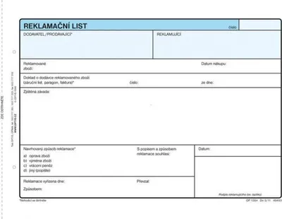 Zdjęcie produktu dla 1284 - Arkusz reklamacyjny A5, 100 l.