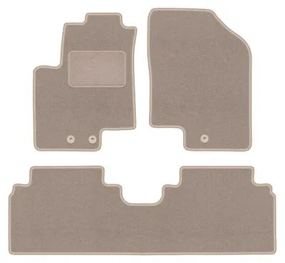 Produktbild von Velours-Fußmatten für Kia Venga 2009-2017 (Minivan) – 3-tlg, Beige, passgenau – Wielganizator LUX