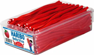 Image de Haribo Balla-Balla Fraise, bâtonnets de confiserie, 150 pièces