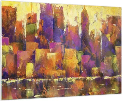 Produktbild von Bilder auf glas - Einteilig - Abstraktion Stadt Wolkenkratzer - 100x70cm - Glasbilder - Wandbilder - Bilder - Wanddekoration aus Glas - Glas Bilder - Wandbild auf Glas - GAA100x70-4294
