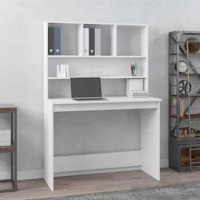 Produktbild von Büroschreibtisch mit Regalen in Weiß, 102 x 45 x 148 cm aus Holzwerkstoff