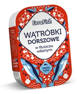 Zdjęcie produktu dla EVRAFISH wątróbki dorszowe w tłuszczu własnym 115 g