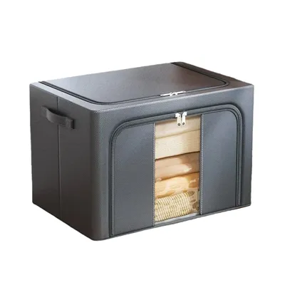 Produktbild von MBI COZVIX Aufbewahrungsboxen Stoff 66L, Faltbar mit Stabilem Metallrahmen, Stapelbar Kleideraufbewahrung mit Deckel & Sichtfenster - Großer Organizer